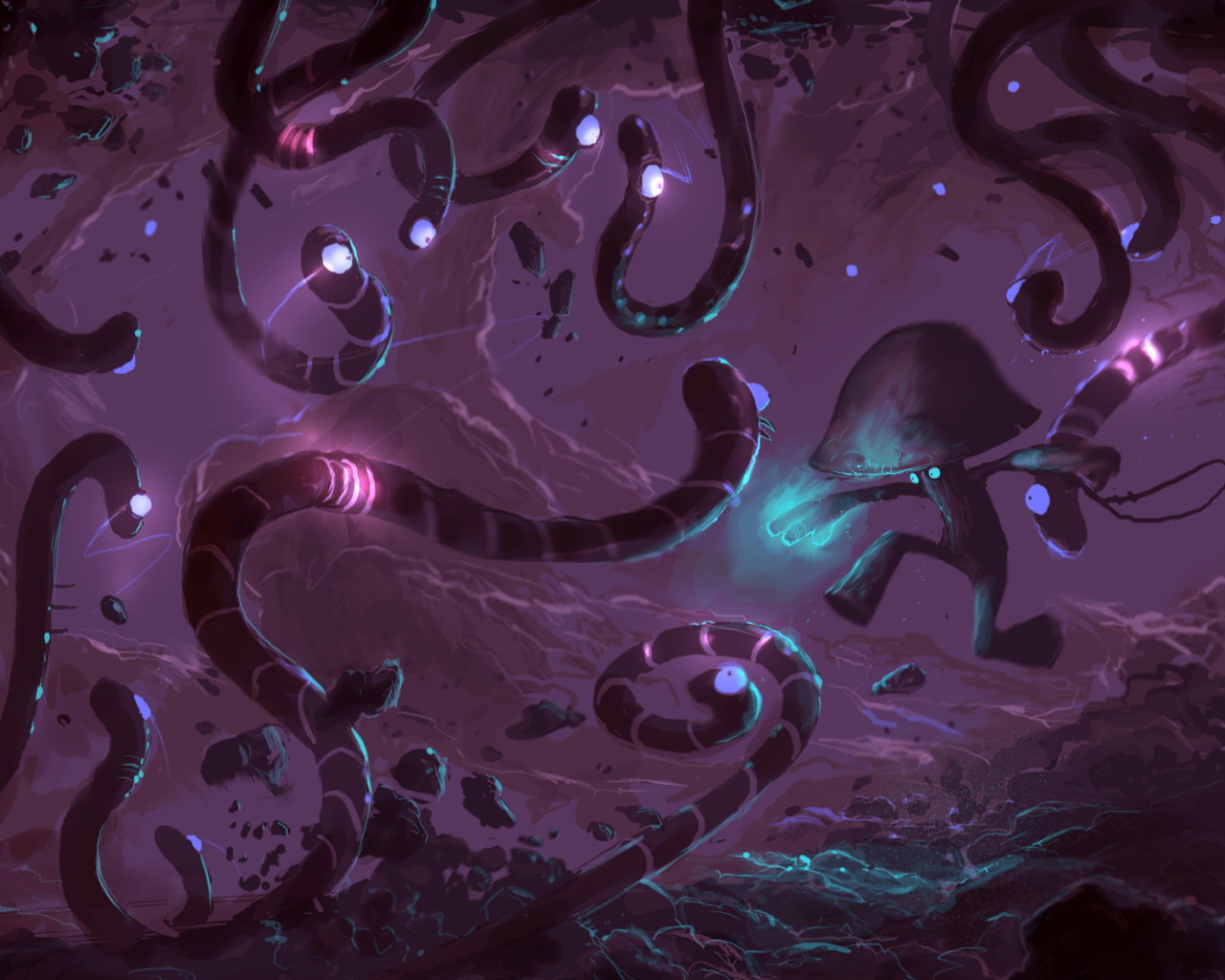 Черви и гриб