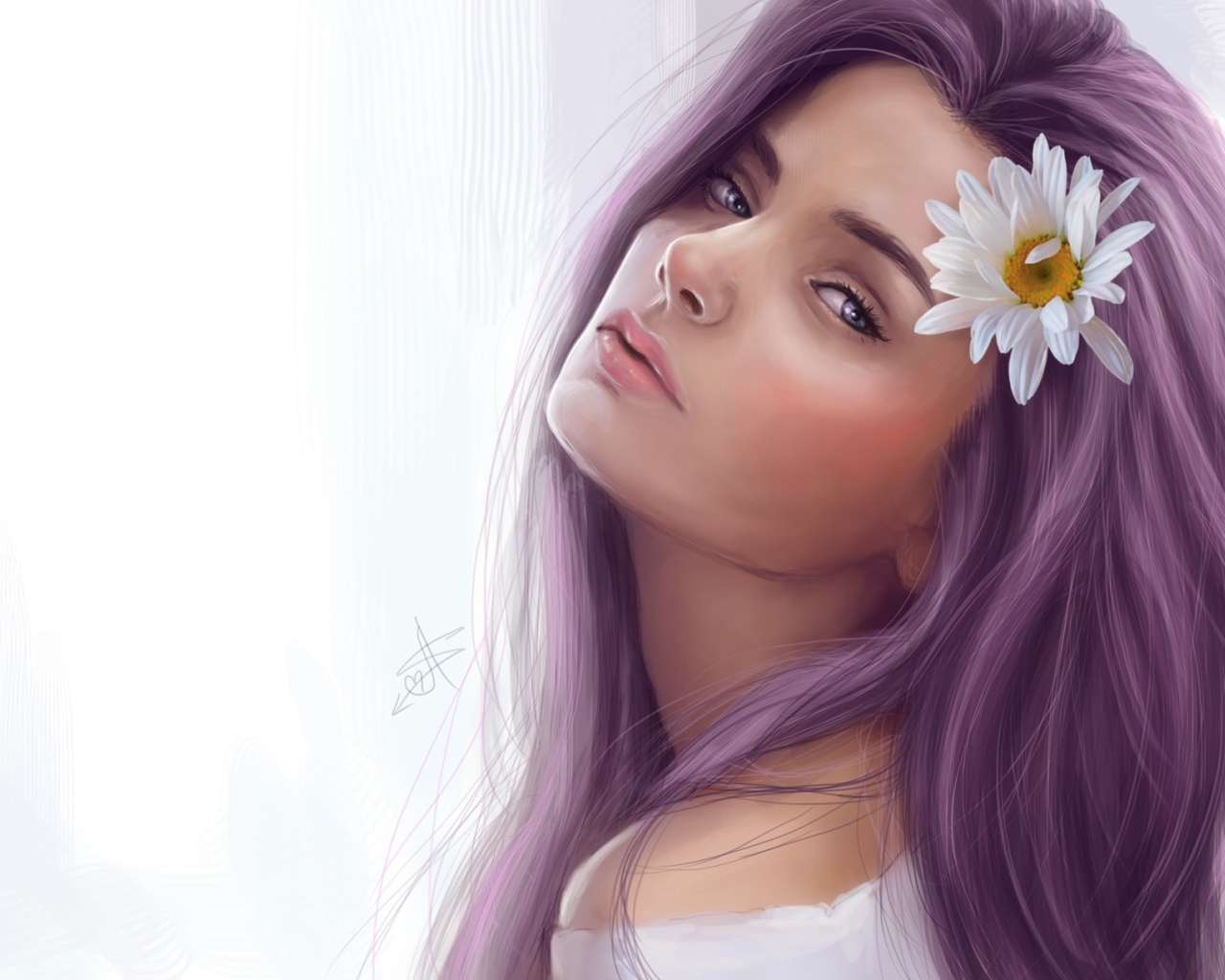 Цветок в волосах у девушки