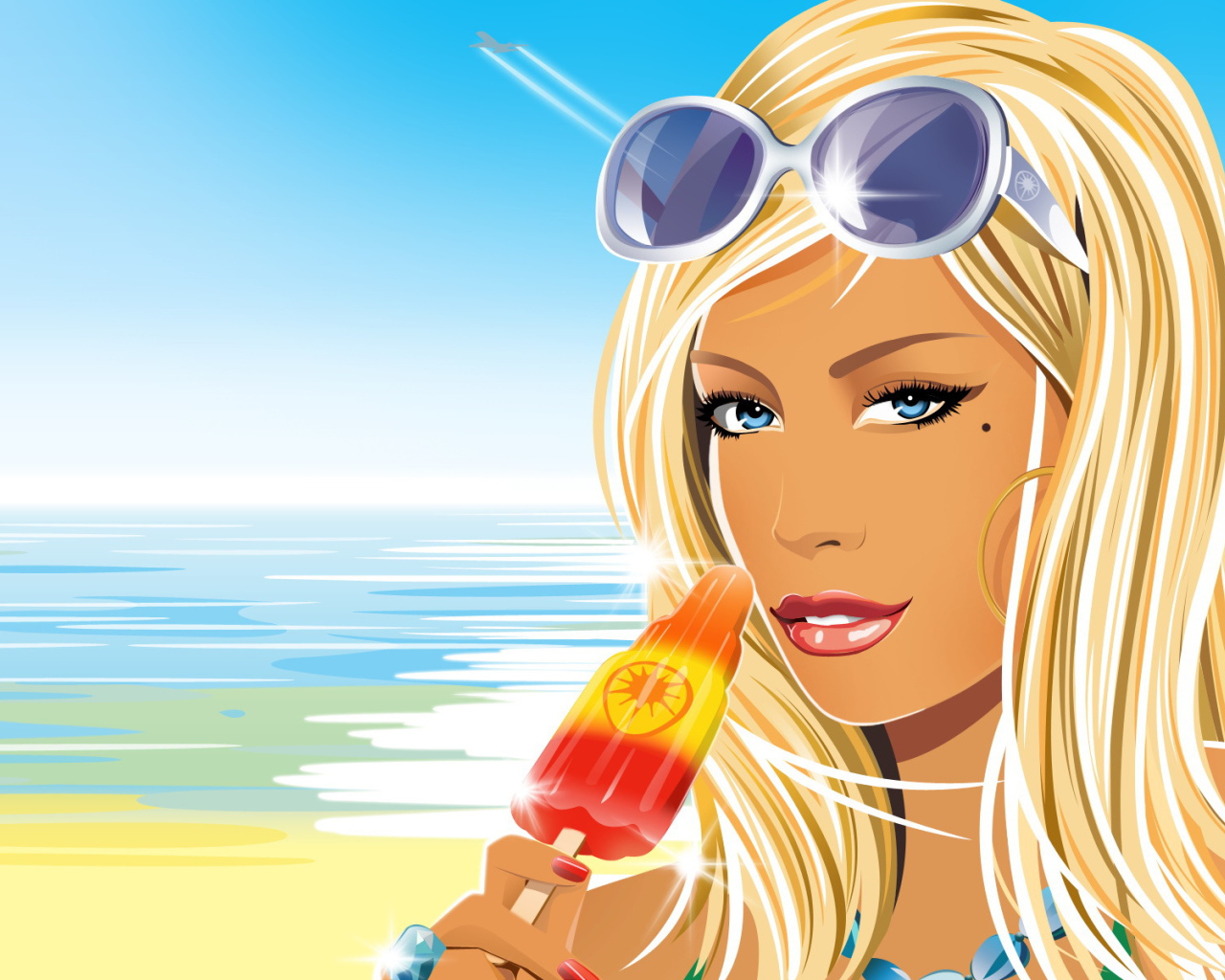 Девушка ест мороженое