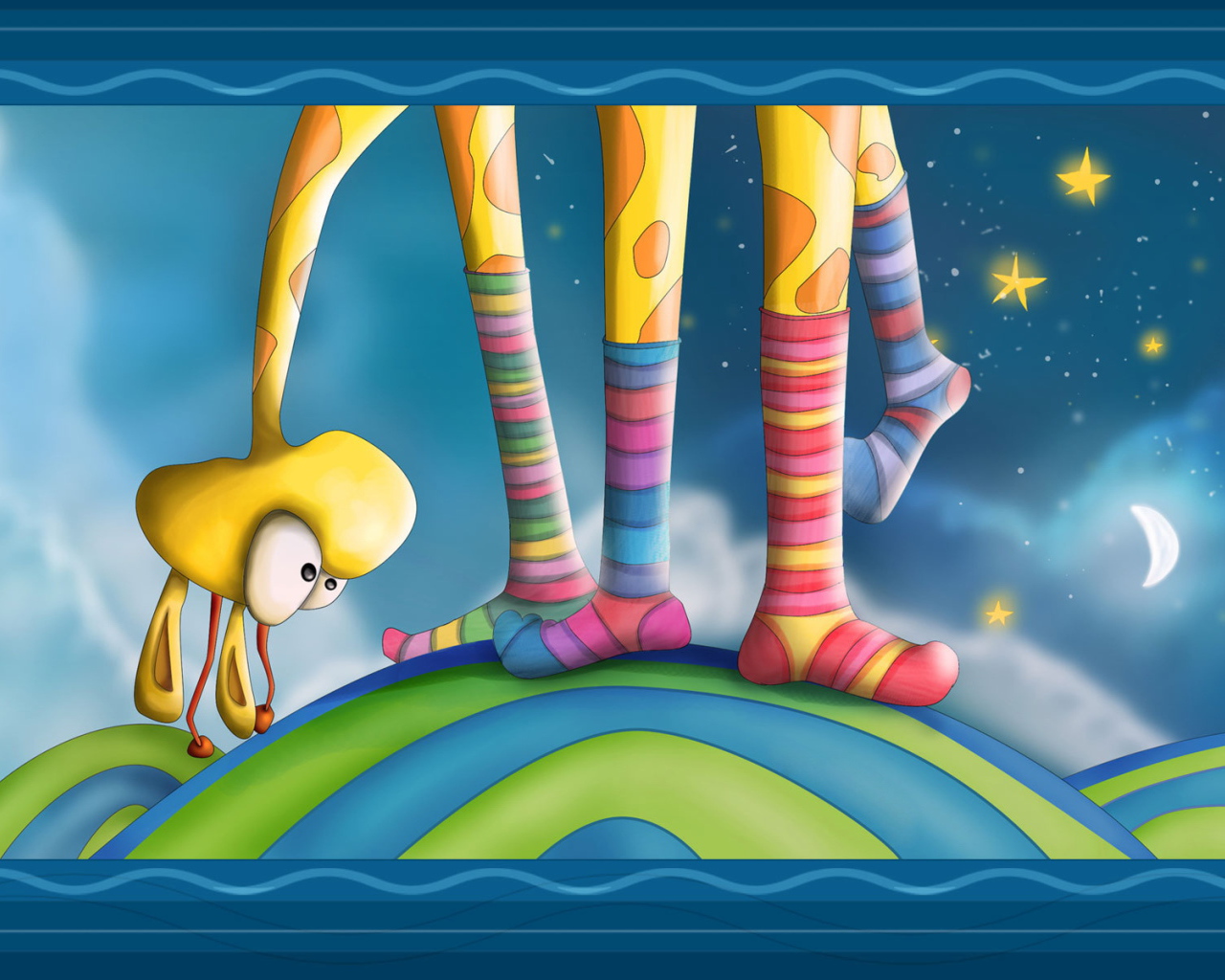 Жираф в разных носках