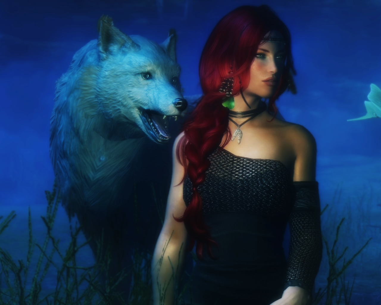 Девушка со своим ручным волком