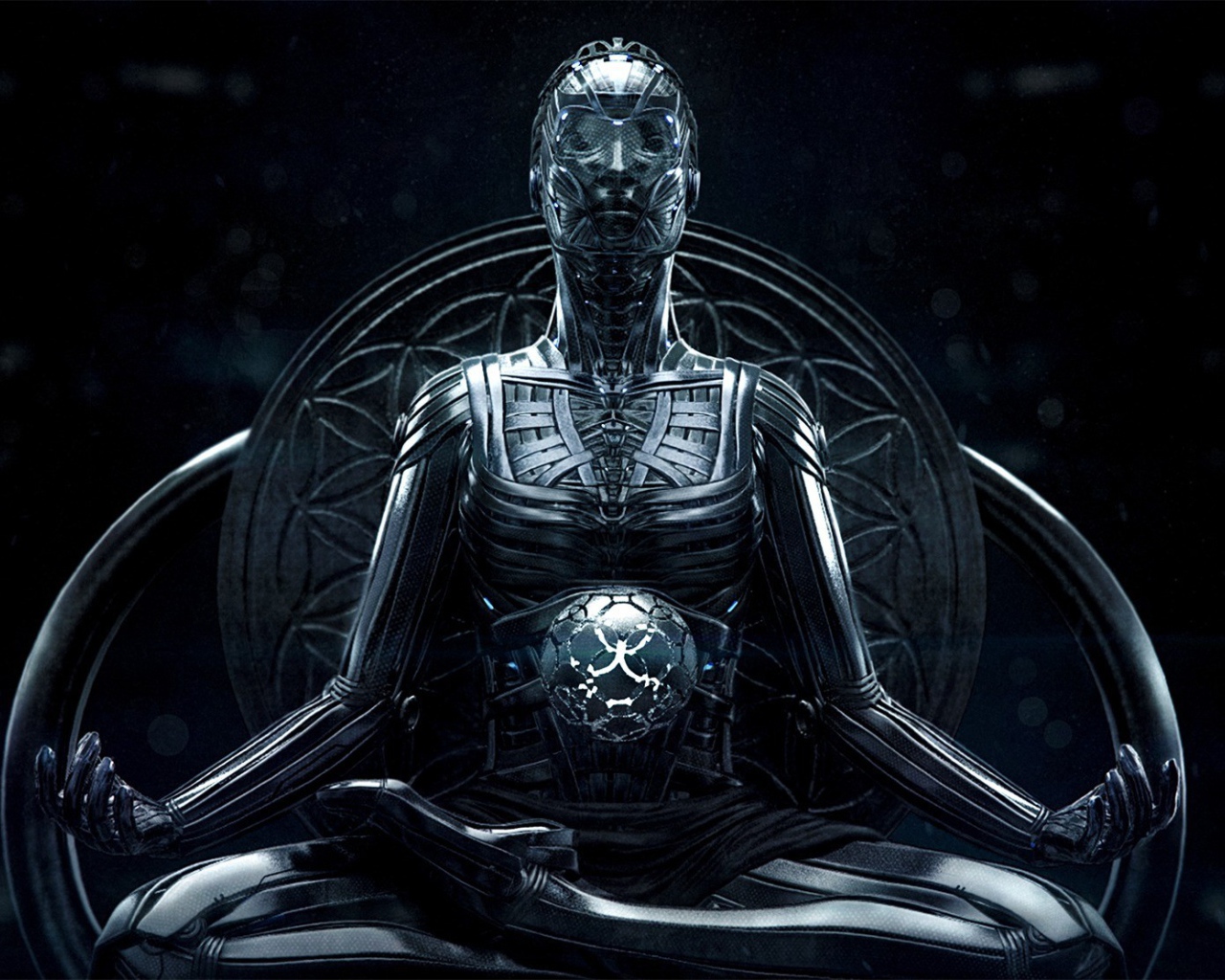 Робот в позе йога