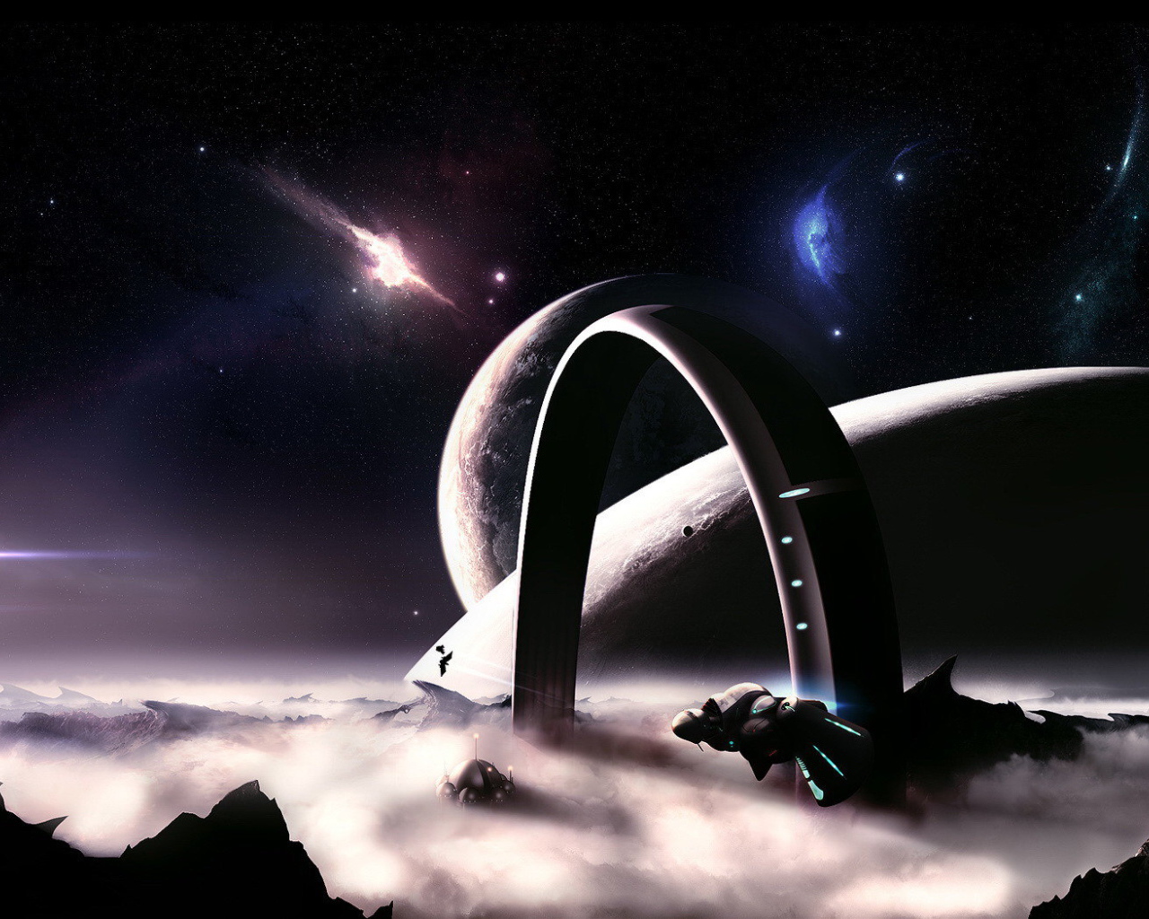 Инопланетный пейзаж с облаками