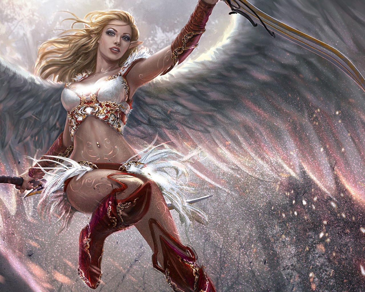 Девушка ангел с оружием в руках