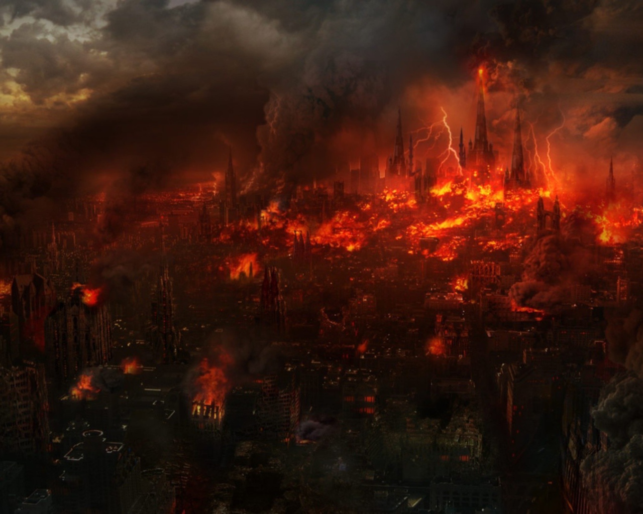 Апокалиптический горящий город