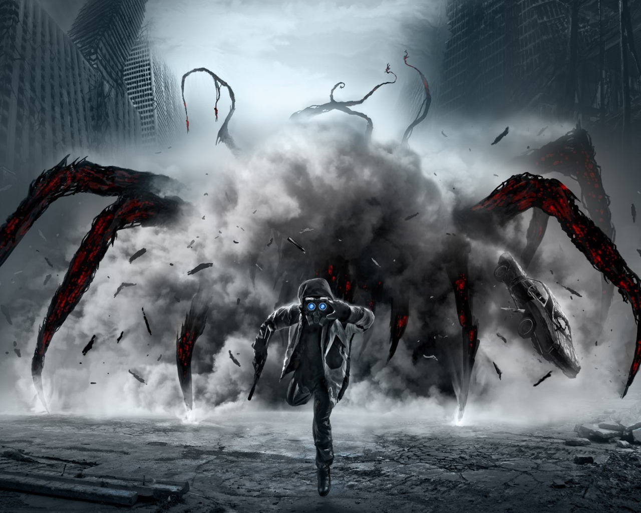 Апокалиптический паук догоняет человека