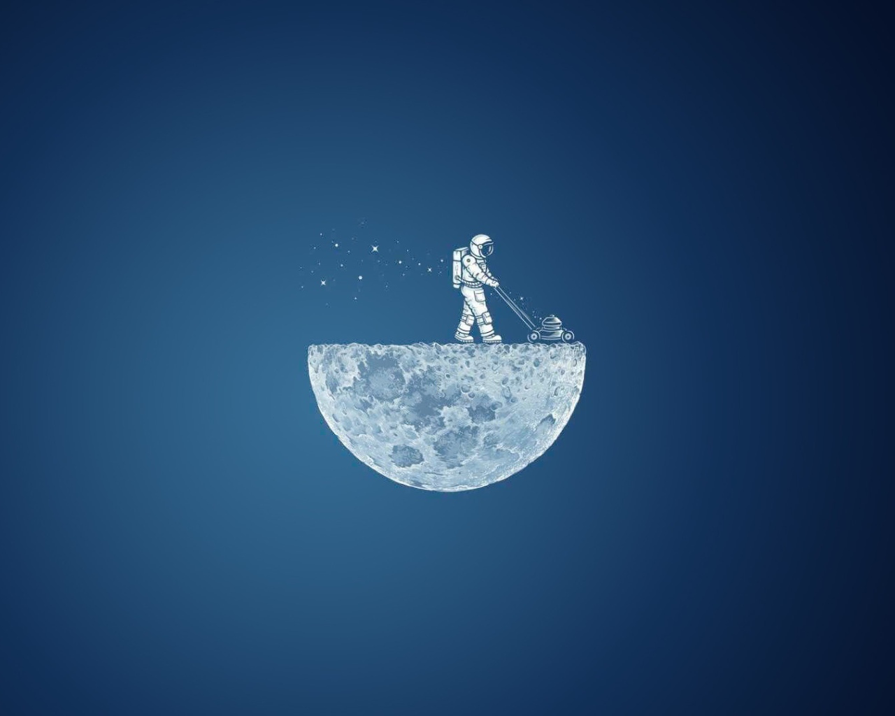 Астронавт с лунокосилкой