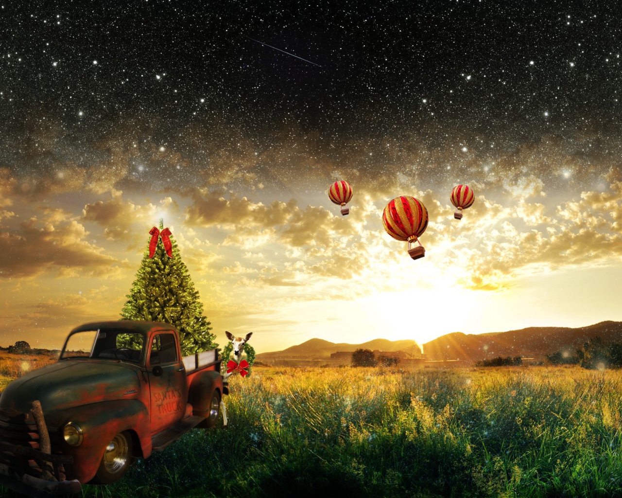 Воздушные шары улетают к звездам