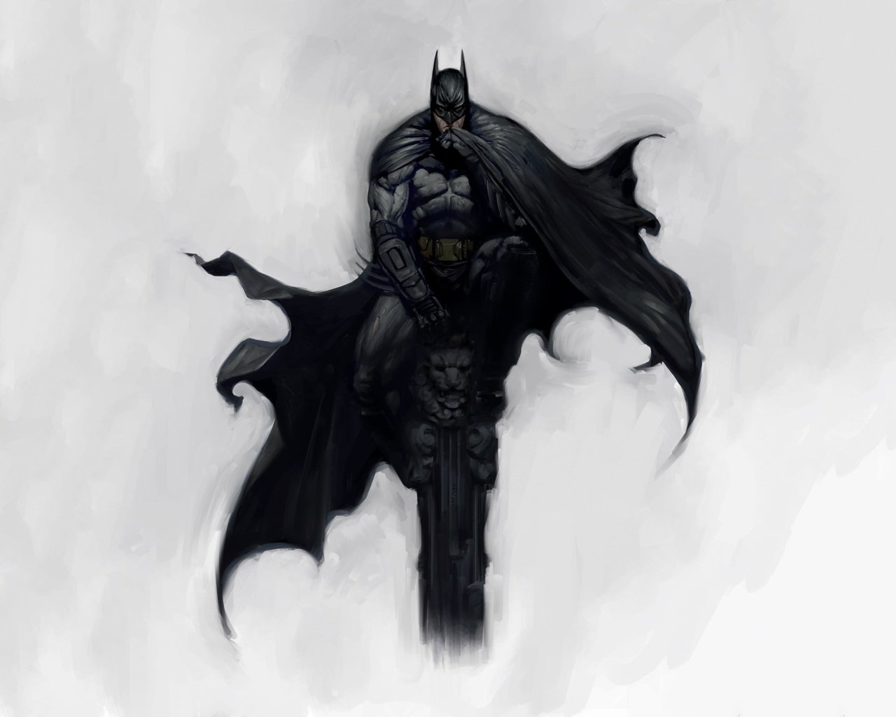 Бэтмен сидит на колонне