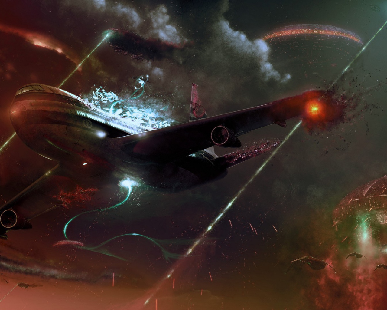 Удар лазера по самолету