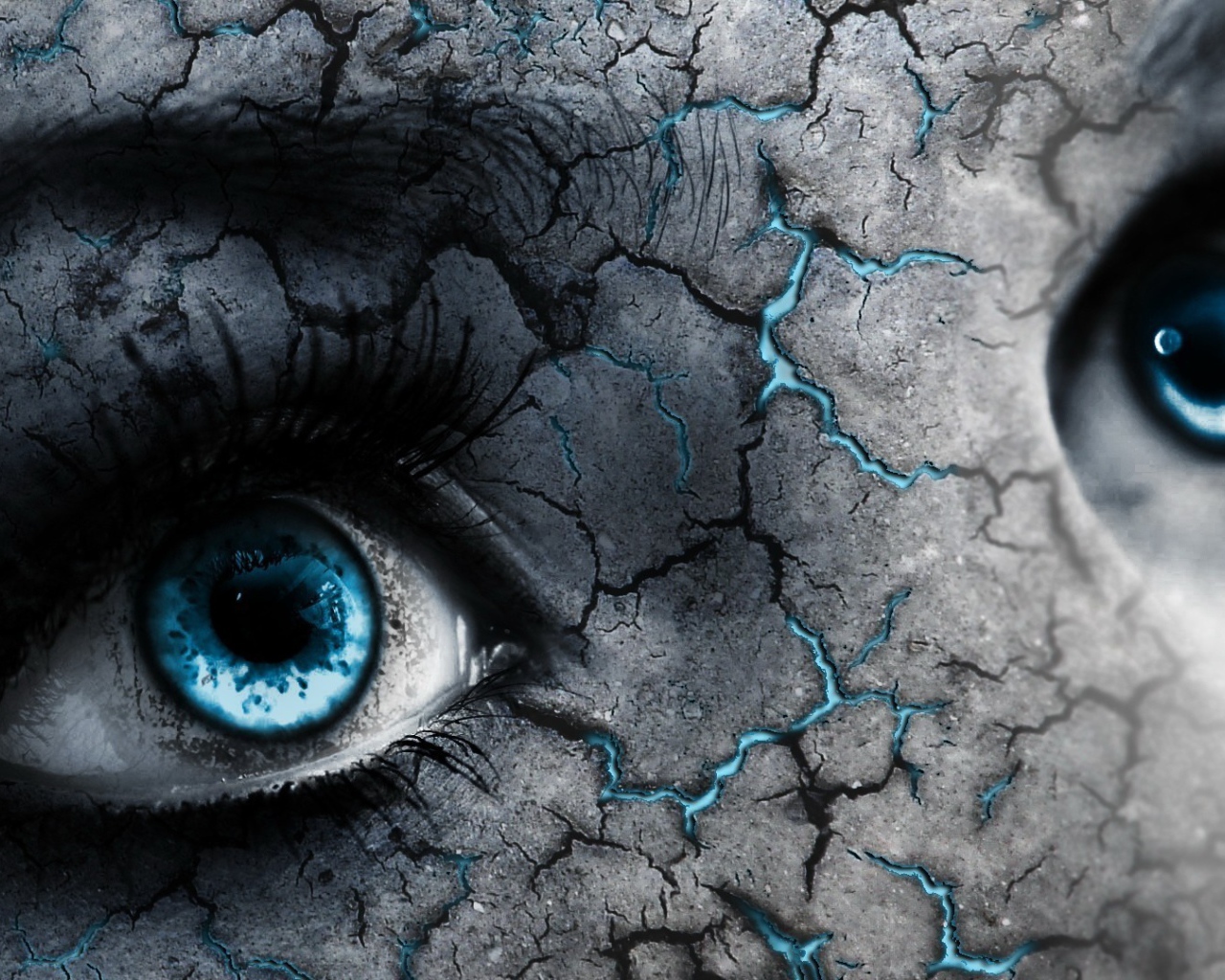 Голубые трещины на лице