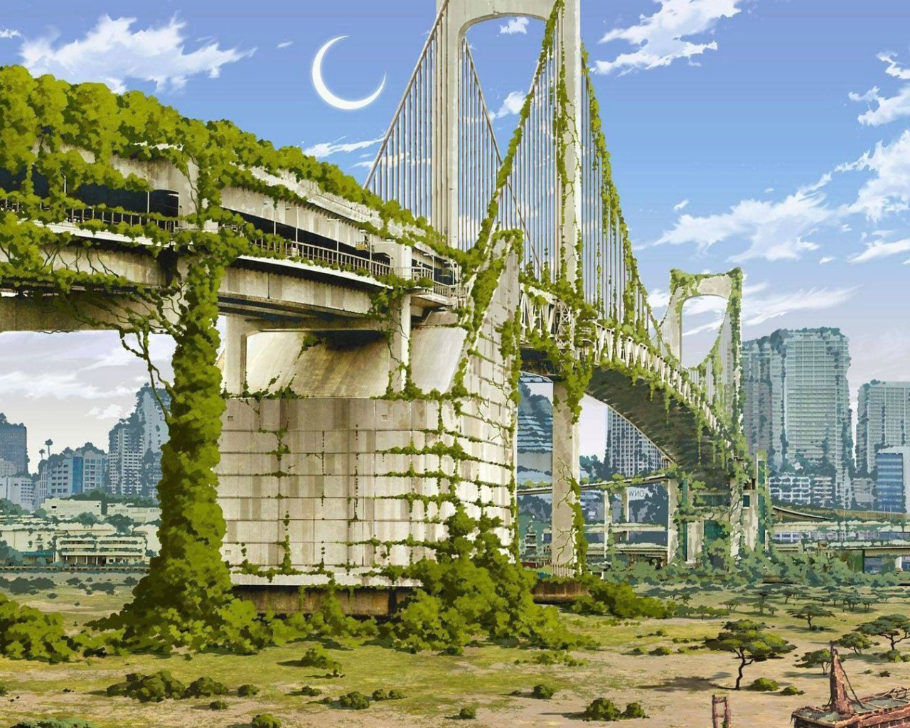 Мост в Нью-Йорке зарос зеленью