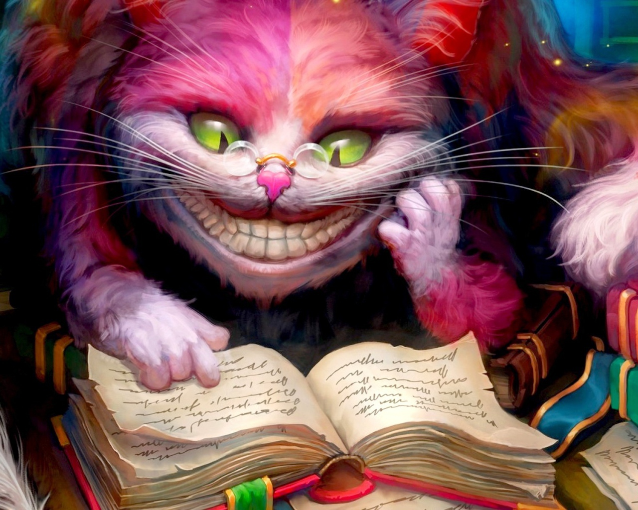 Чеширский кот читает книгу, Алиса в стране чудес