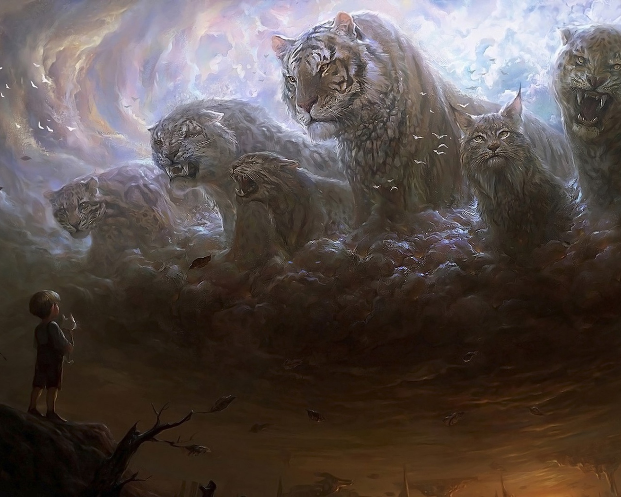 Ребенок и небесные кошки