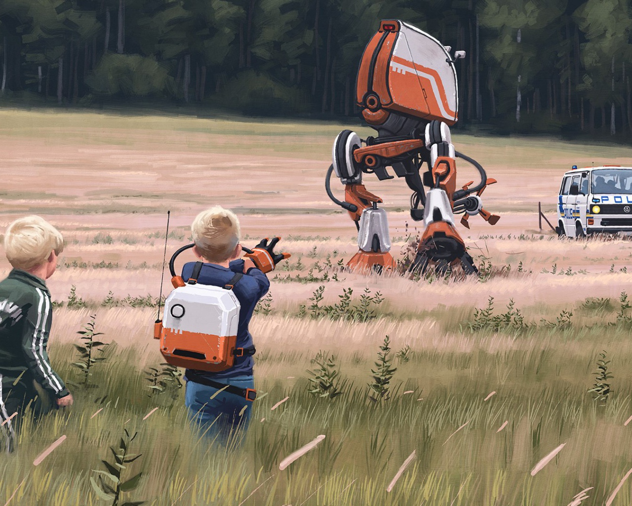 Дети играют с трансформером