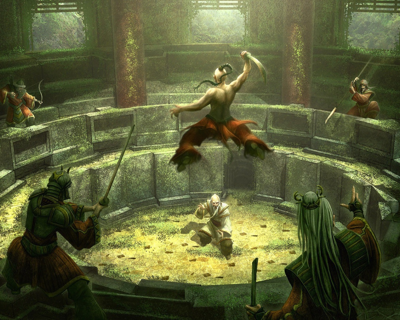 Казак сражается с турками на арене