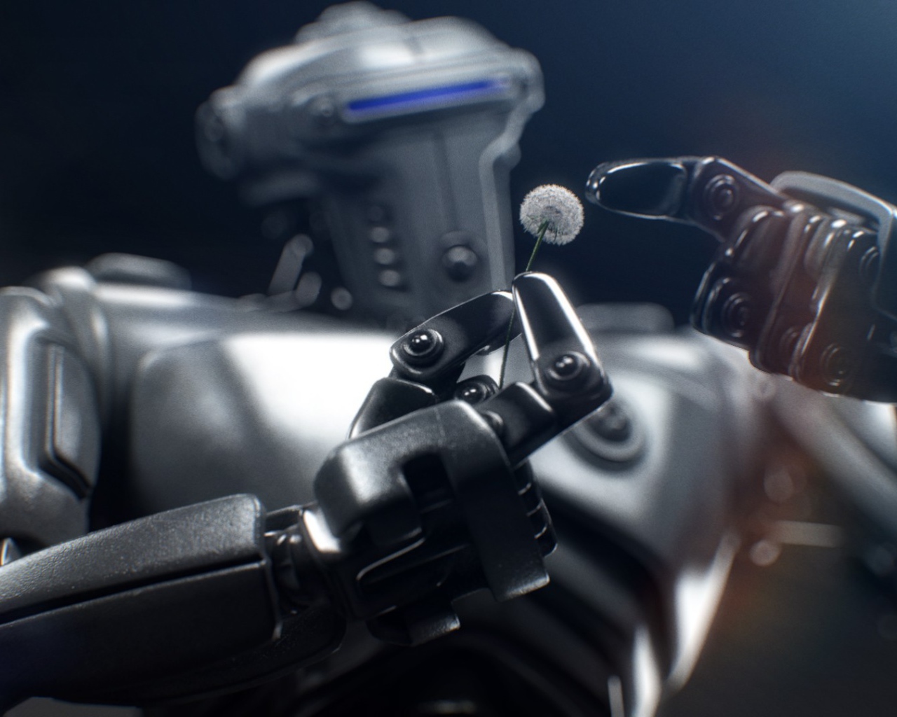 Одуванчик в руке робота