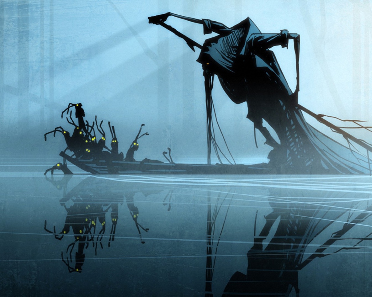 Смерть с помощниками на лодке