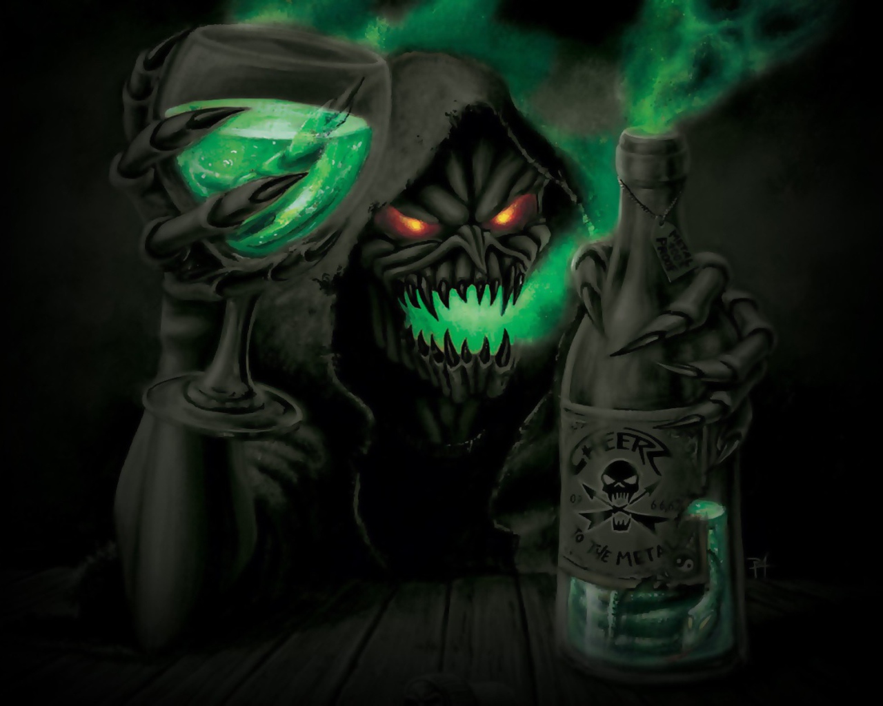 Смерть пьет алкоголь из преисподней