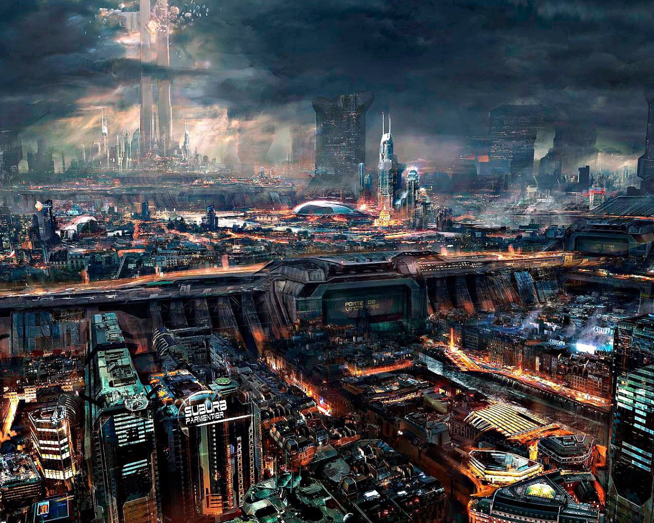 Плотная застройка в городе будущего