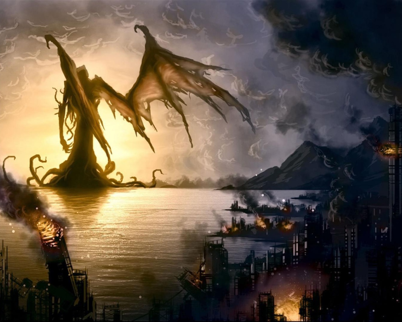 Дракон разрушил мирный город