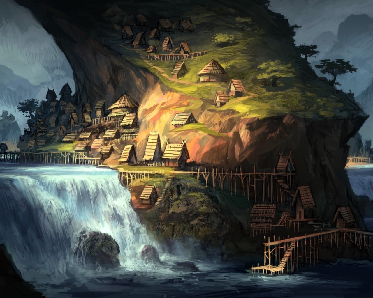 Сказочная страна у водопада