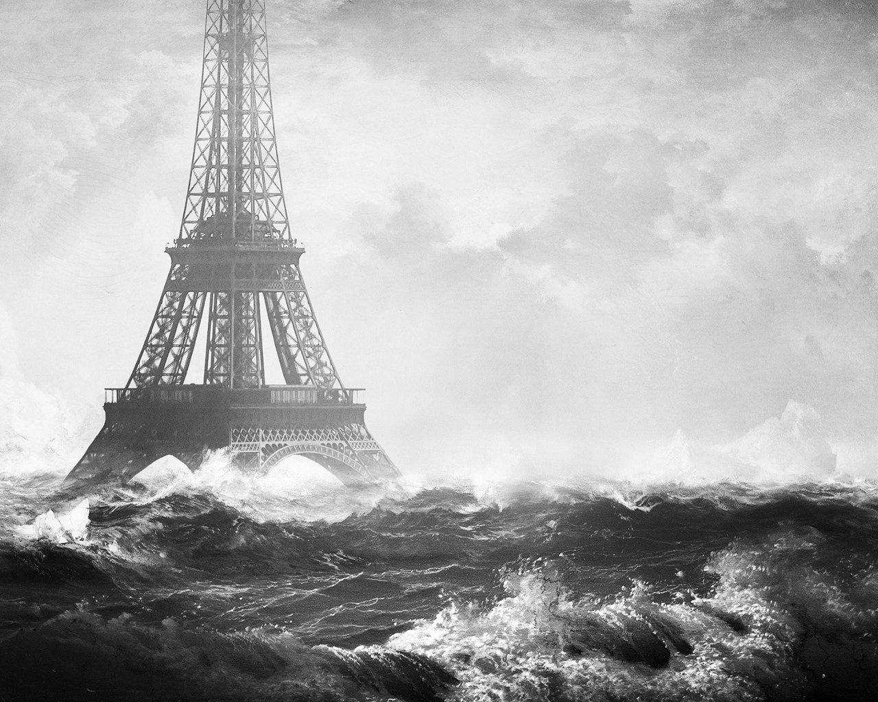 Эйфелева башня среди бурного моря