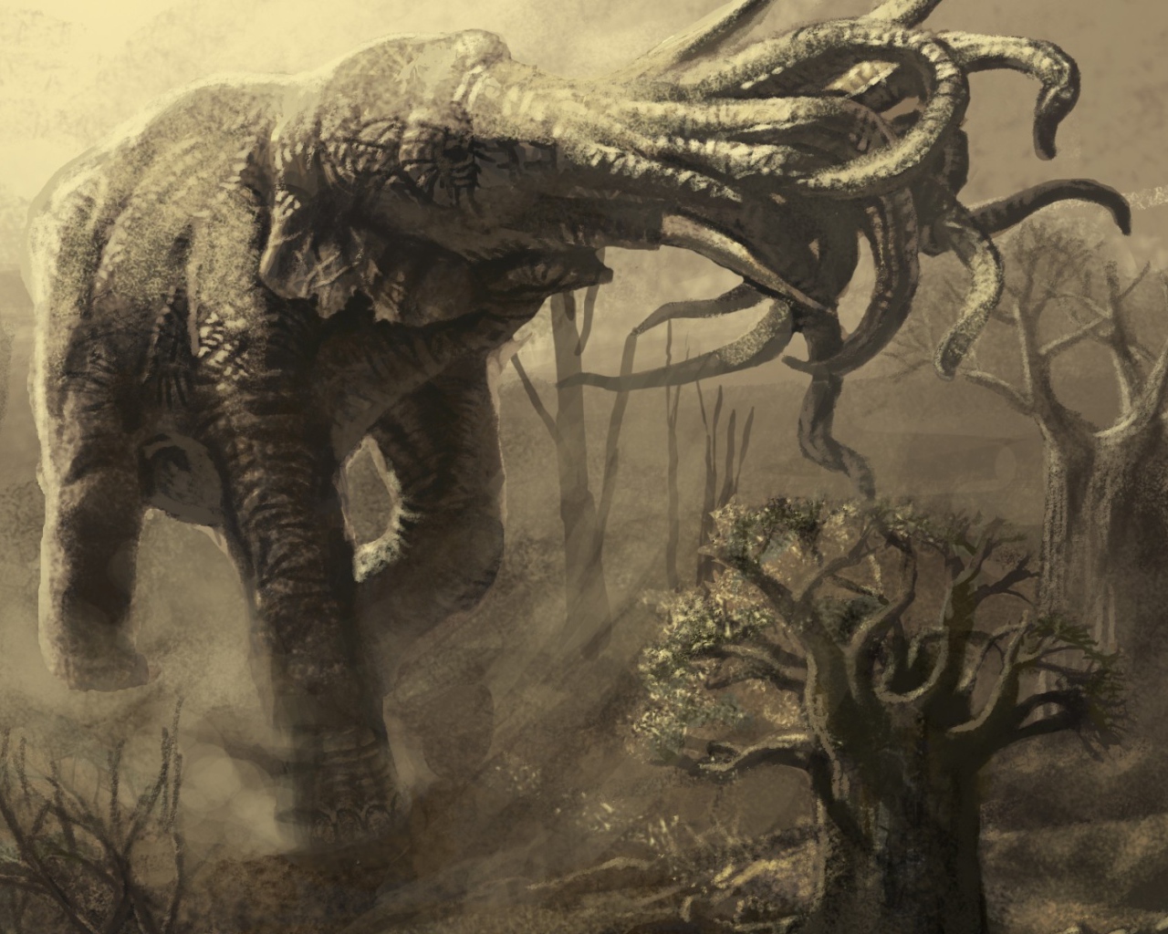 Слон с несколькими хоботами