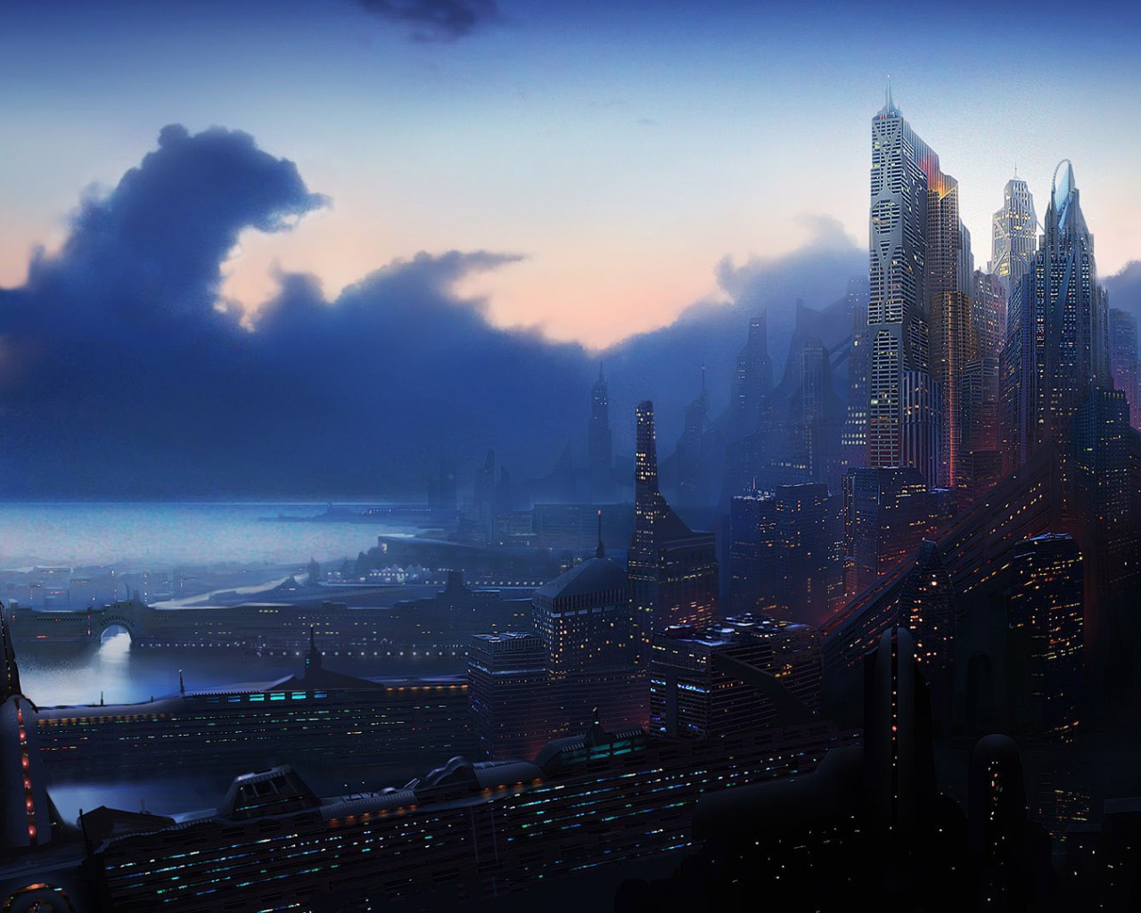 Фантастический город на берегу моря