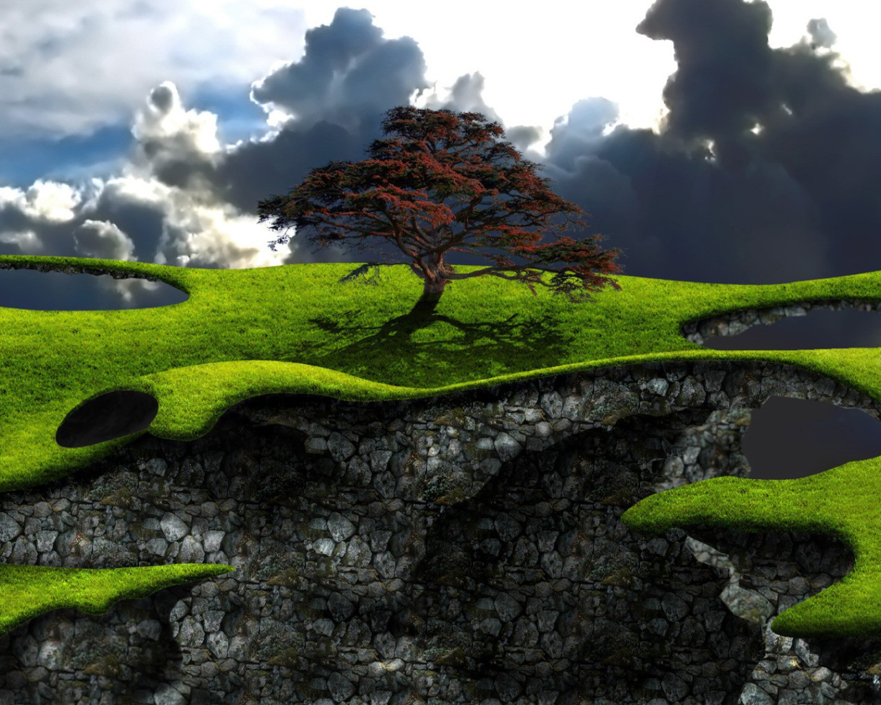 Фантастический пейзаж с парящими островами