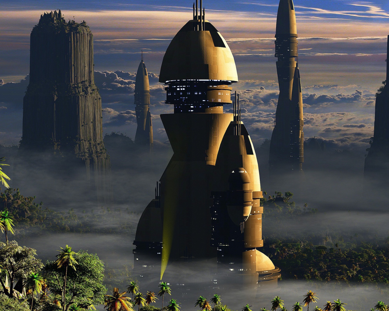 Фэнтези город в стране пальм