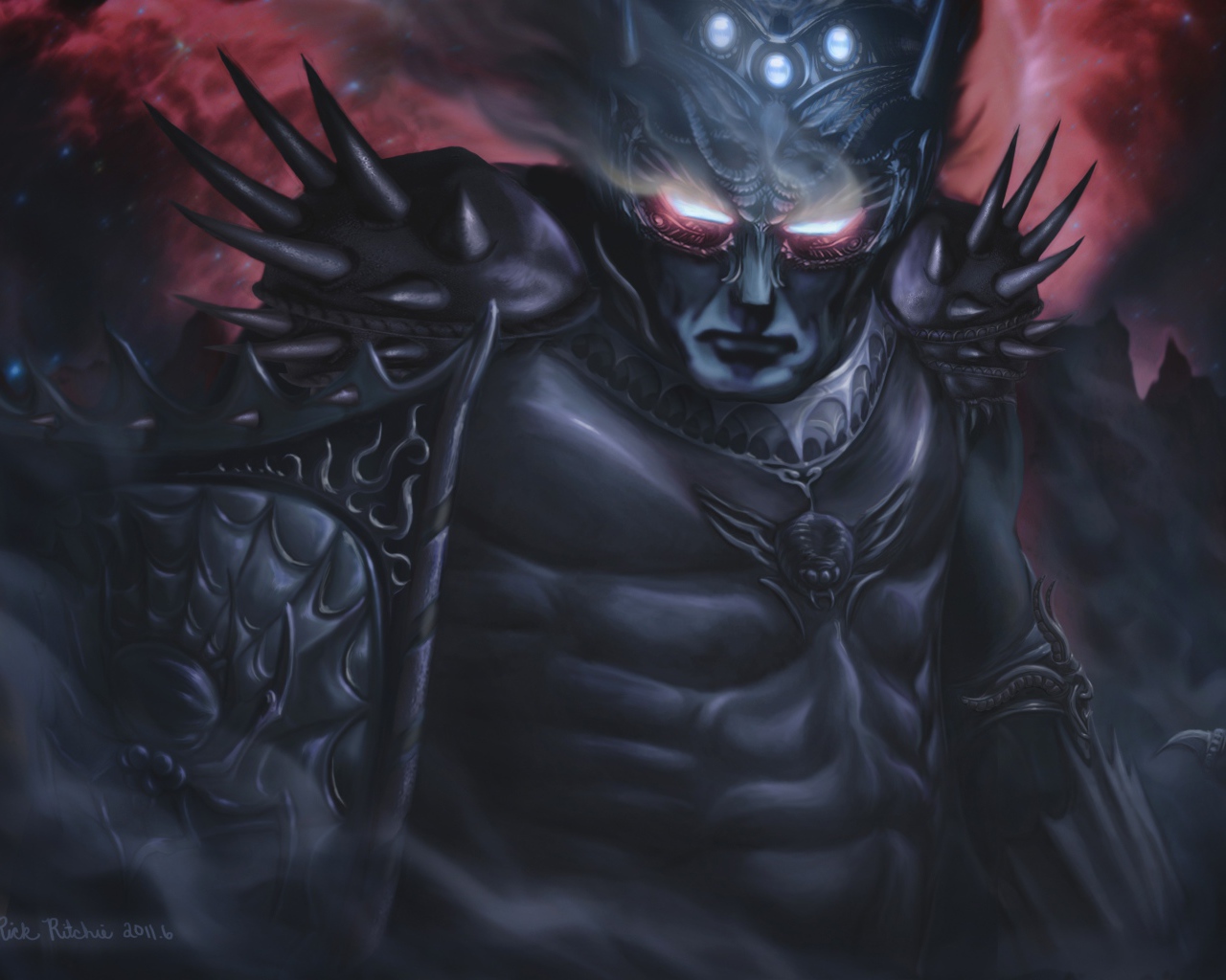 Фэнтези персонаж в черных латах