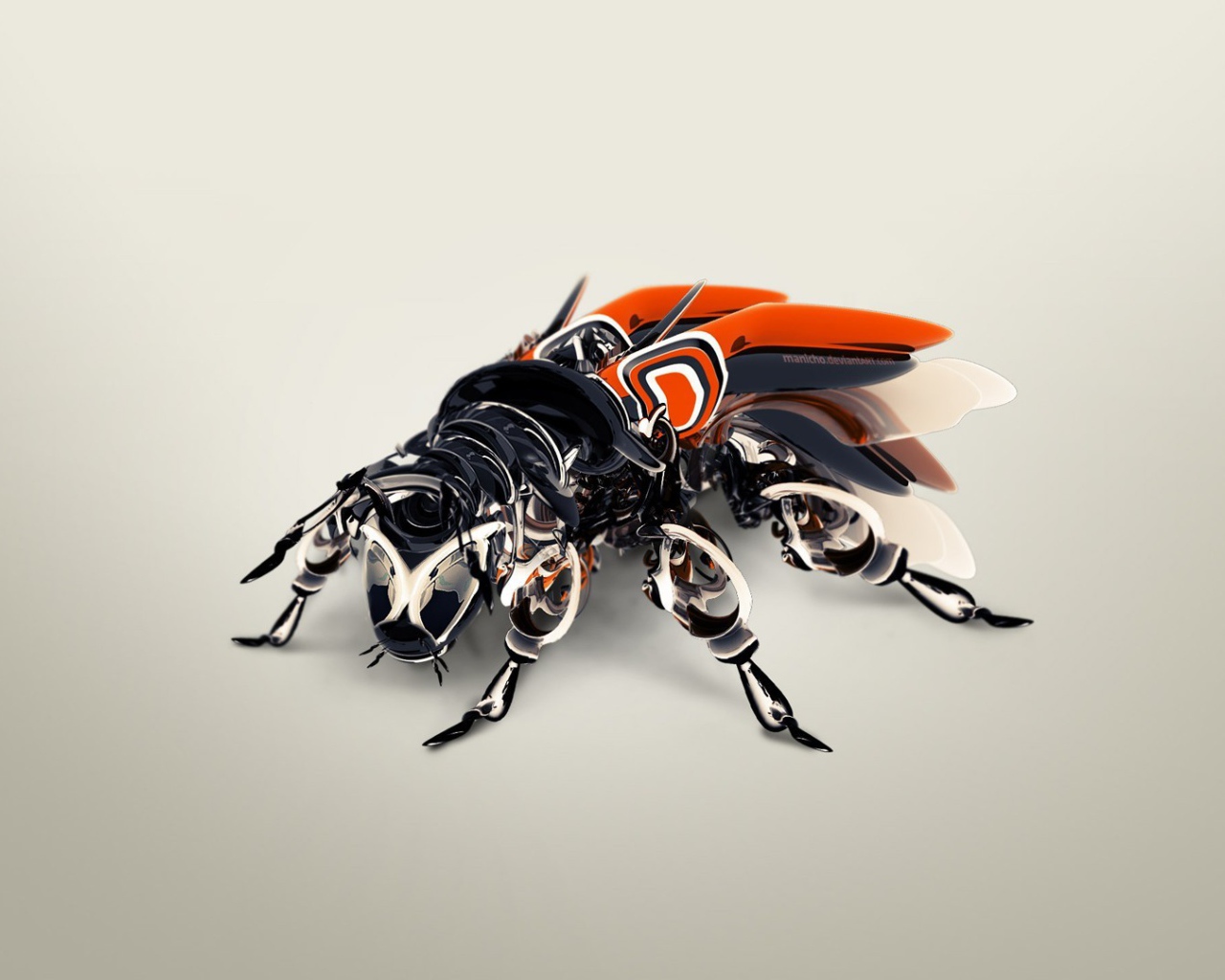 Муха робот на сером фоне