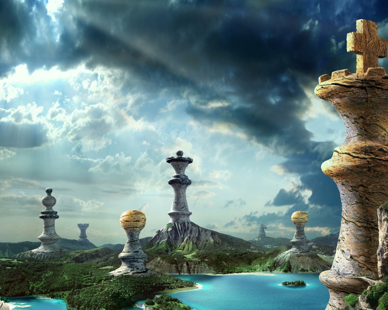 Исполинские постройки в виде шахматных фигур