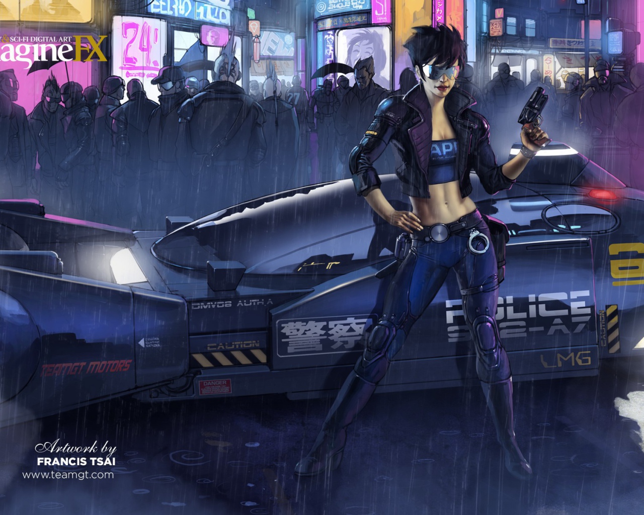 Девушка полицейский, киберпанк