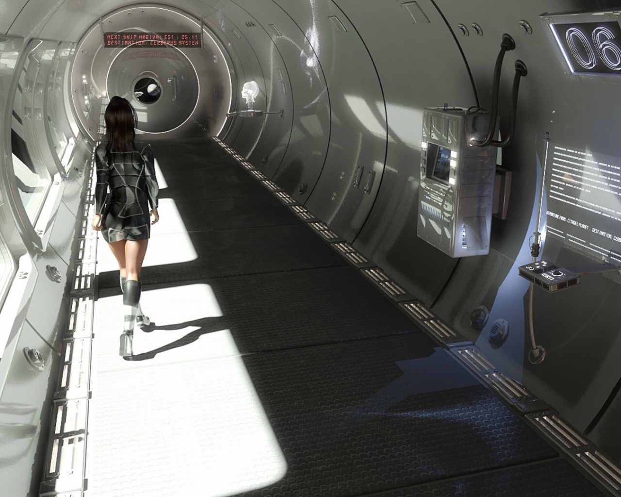 Девушка в переходе космической станции