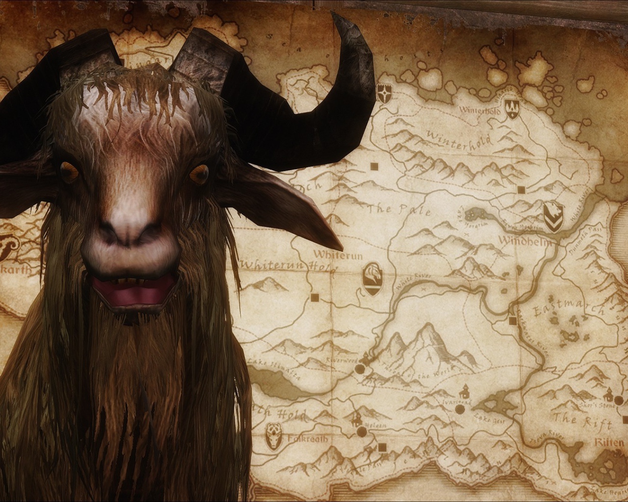 Козел на фоне карты