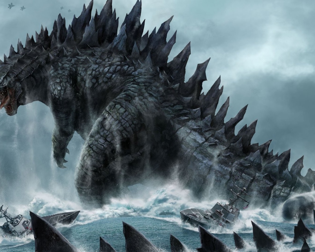 Годзила бушует в море