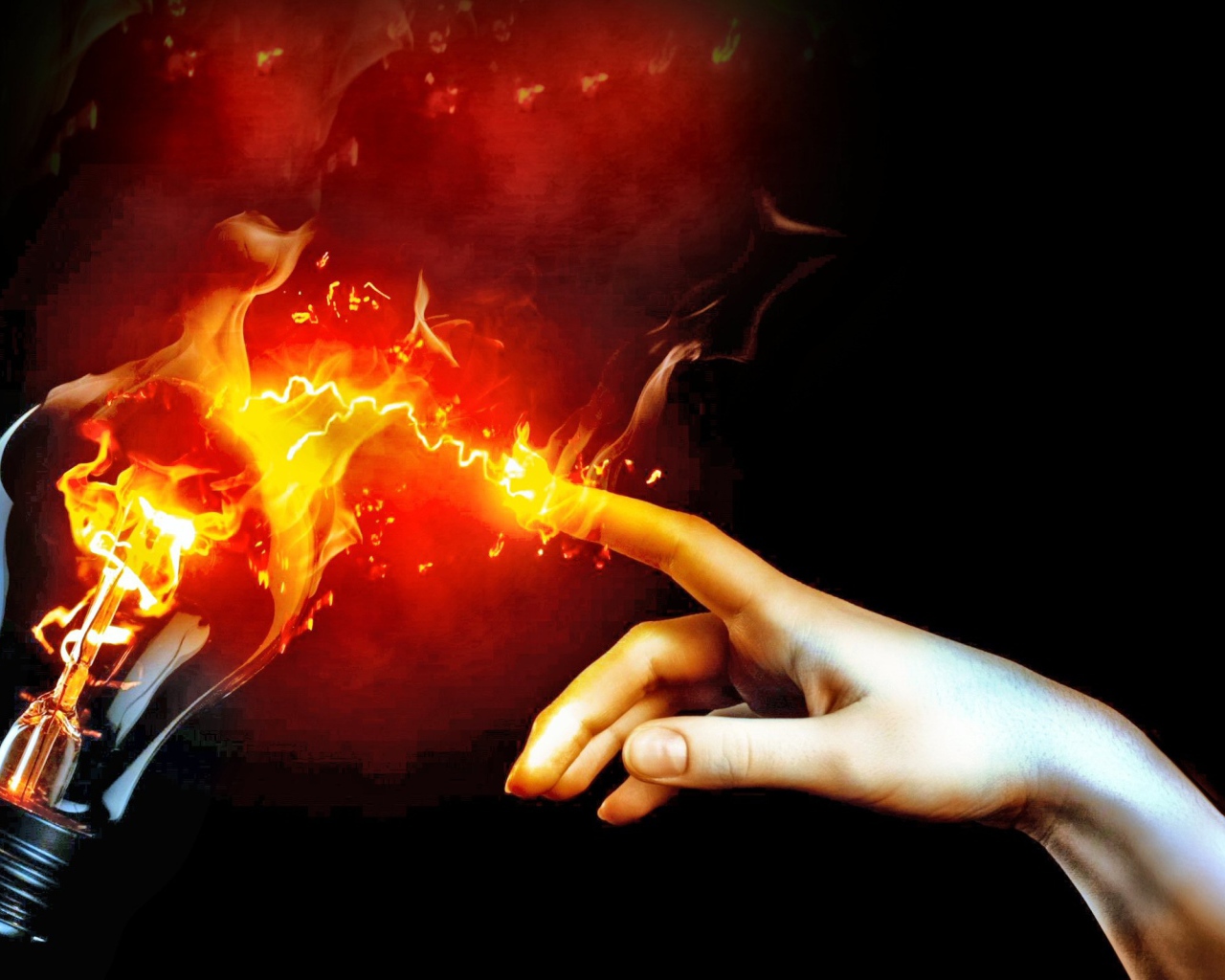 Рука и пылающая лампа