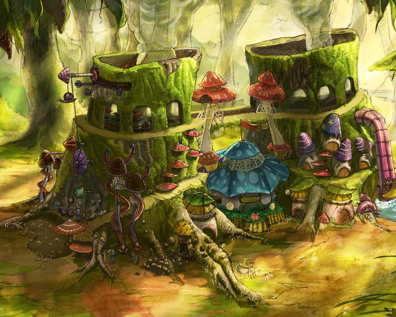 Домик для грибов среди леса