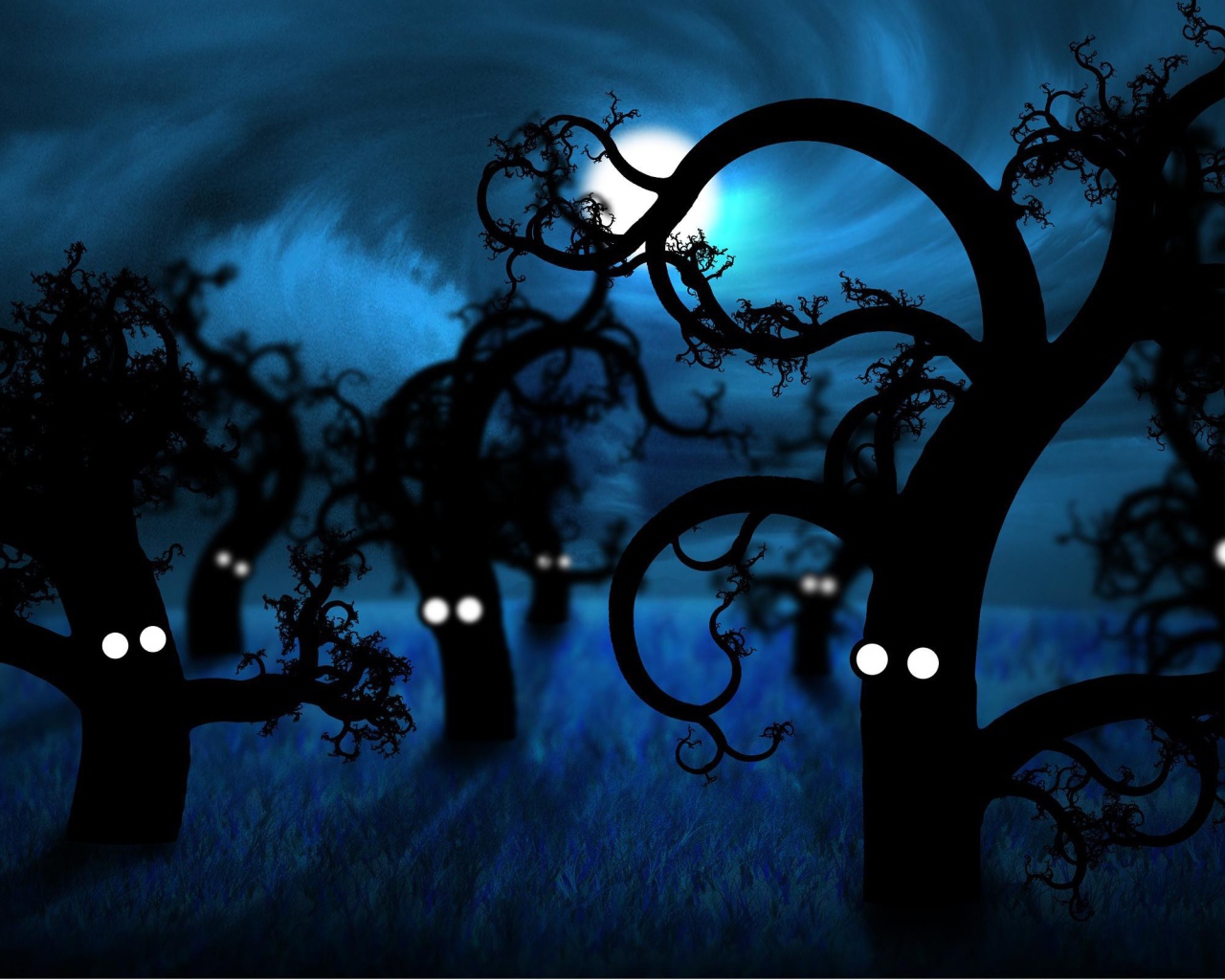 Живые деревья в полнолуние