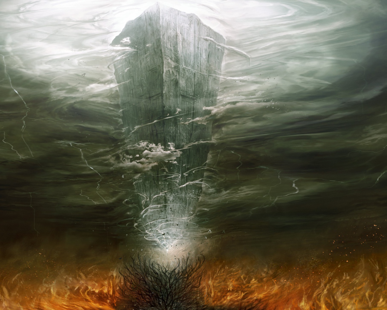 Магический каменный столб под водой