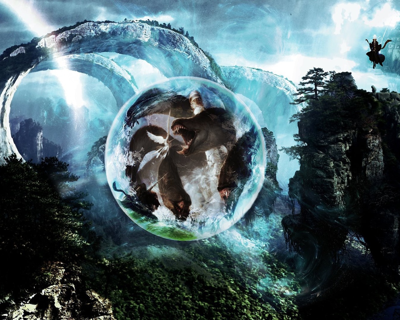 Маг заключил зверя в силовое поле