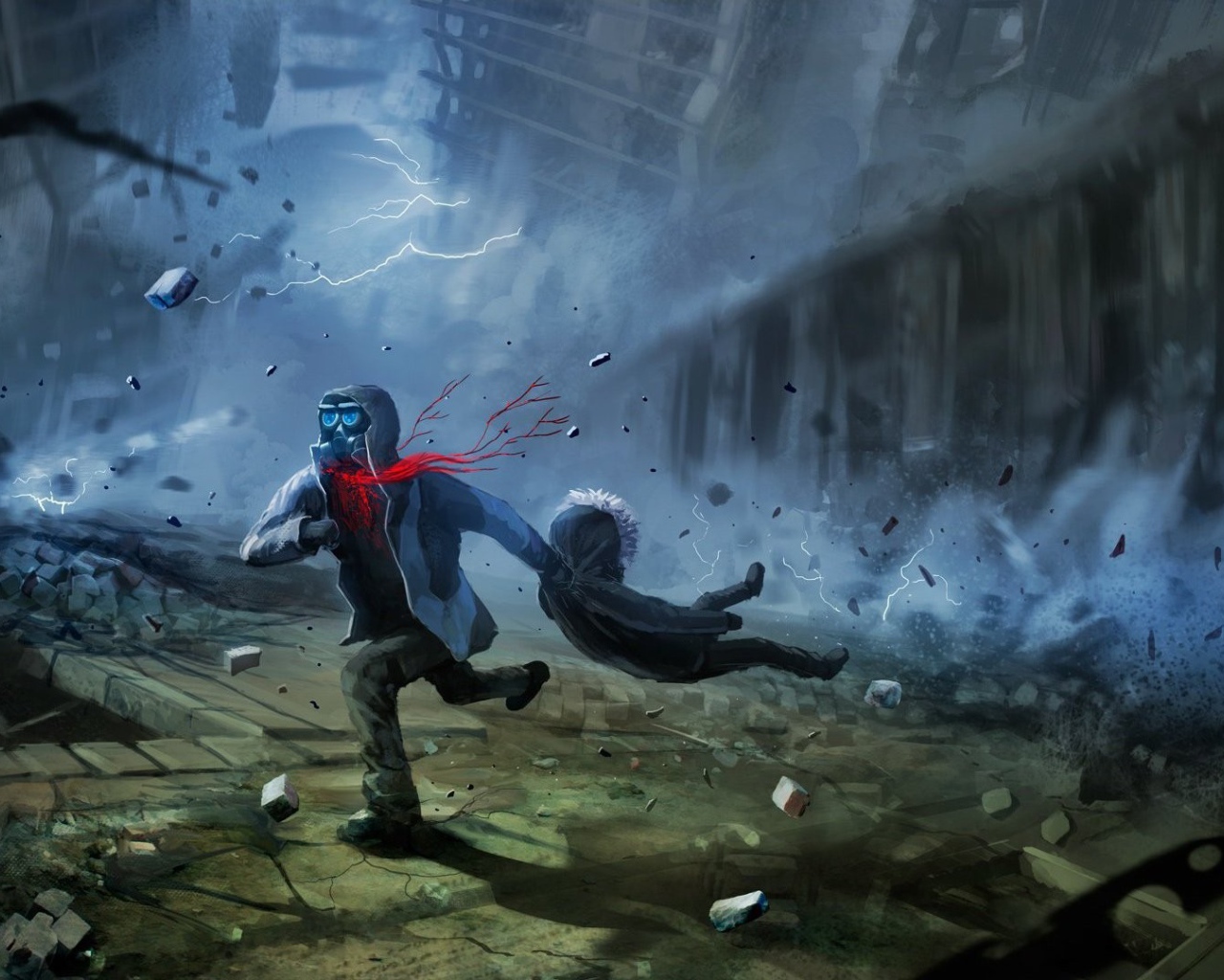 Человек спасает друга от взрыва