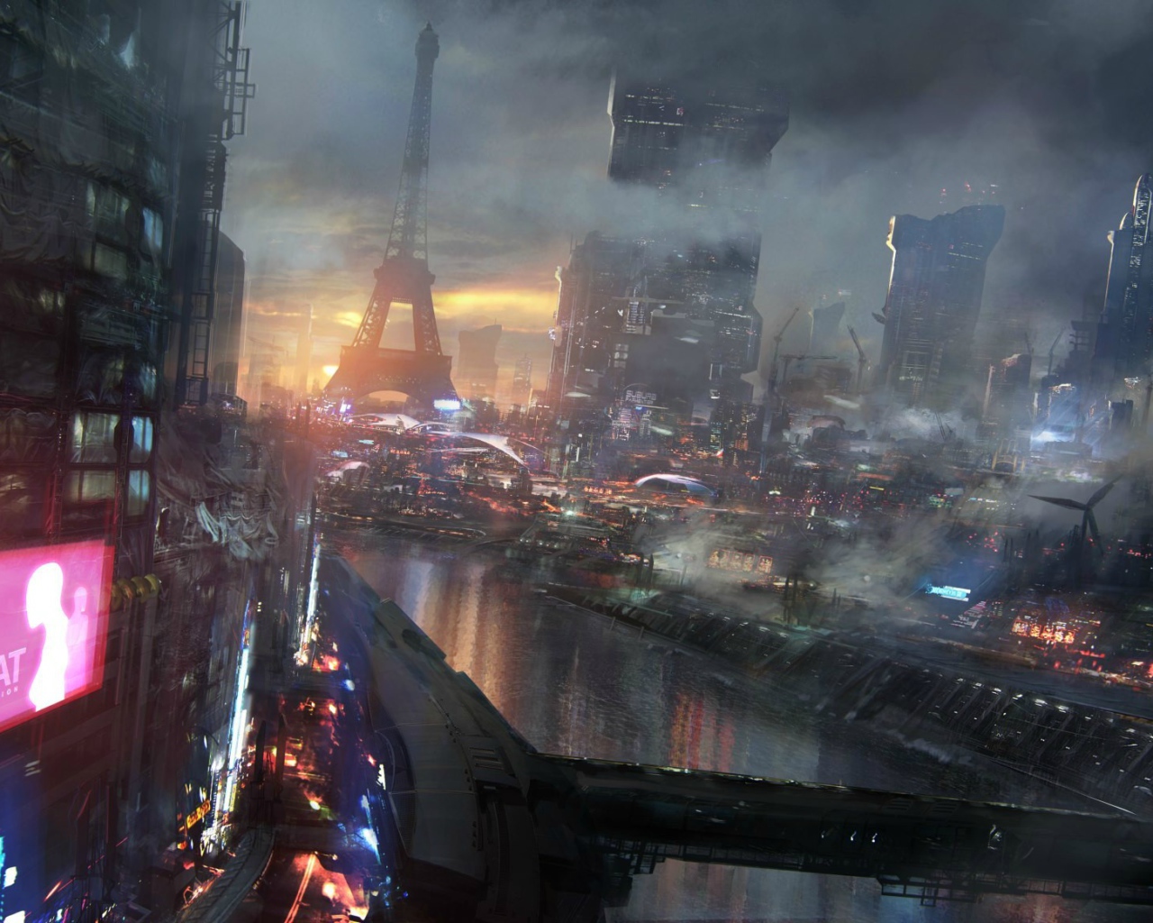 Париж в стиле киберпанк