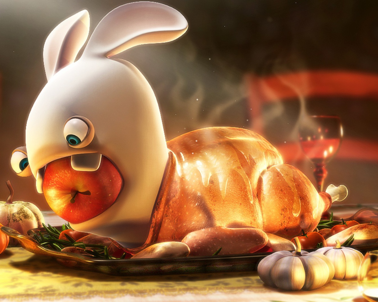 Кролик в утке на столе