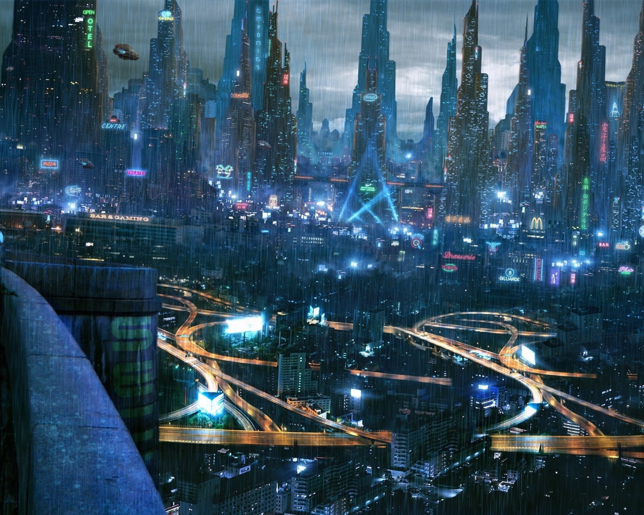 Дождь в городе будущего