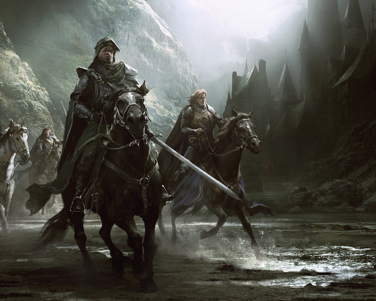 Всадники на лошадях в ущелье