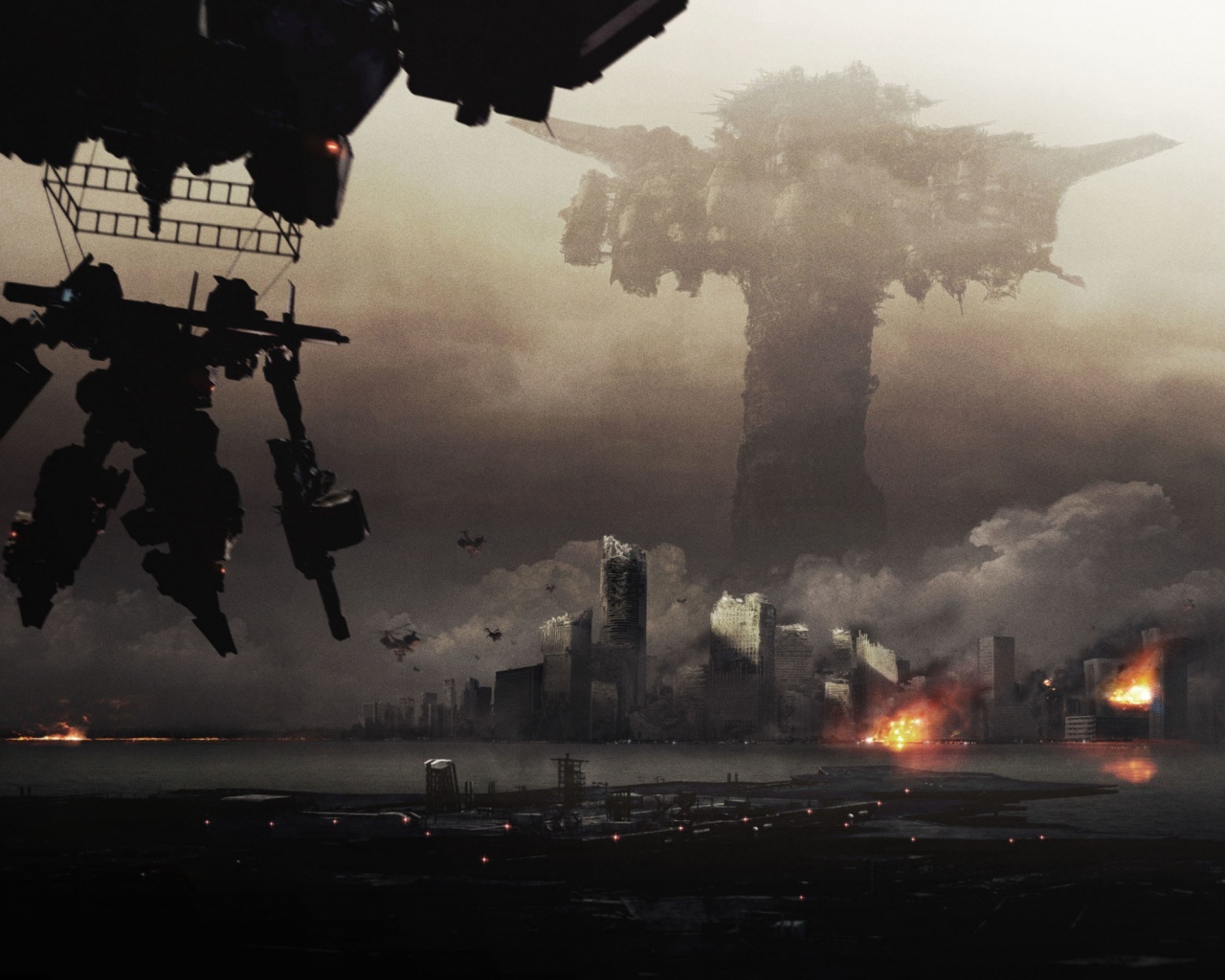 Робот во время войны в мегаполисе