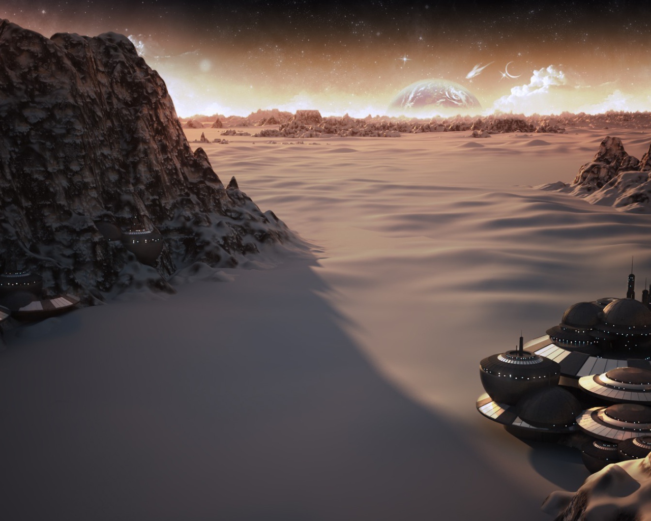 Круглые дома в колонии на другой планете